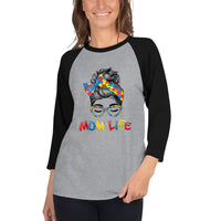 Autism Mom Life 3/4 sleeve raglan shirt