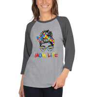 Autism Mom Life 3/4 sleeve raglan shirt
