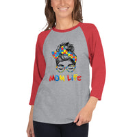 Autism Mom Life 3/4 sleeve raglan shirt