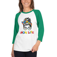 Autism Mom Life 3/4 sleeve raglan shirt